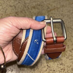 Polo Ralph Lauren Men Belt Nautical Blue Anchors Size 32 Buckle